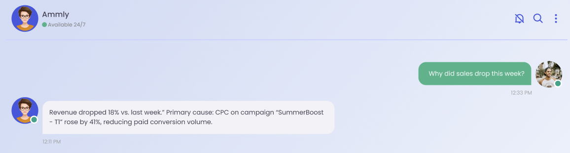 analytics chat UI