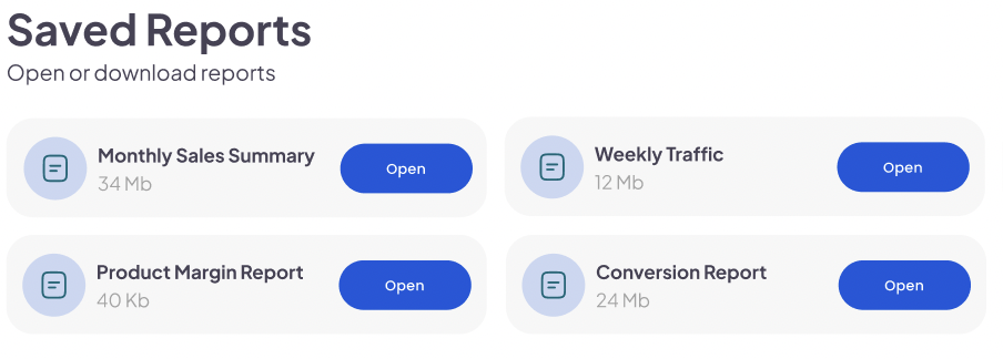 analytics reports UI